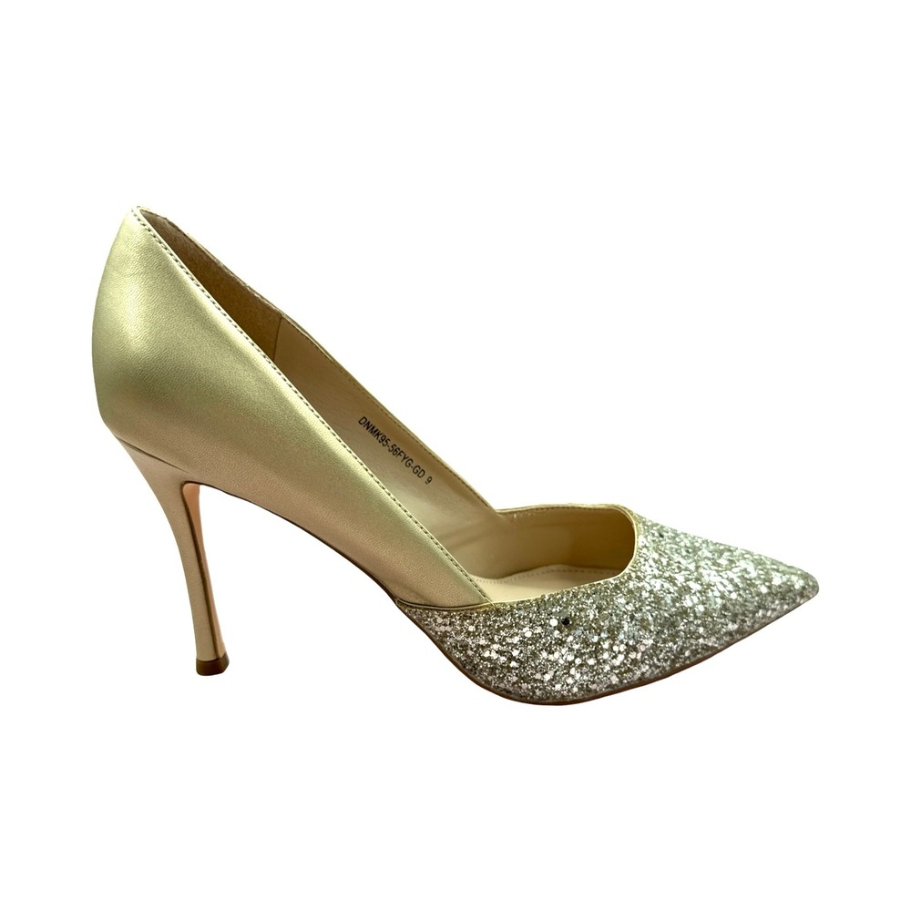Gold Glitter Pointed Toe Pumps Womens Size 9 Stiletto Evening Party Heels - Picture 7 of 13